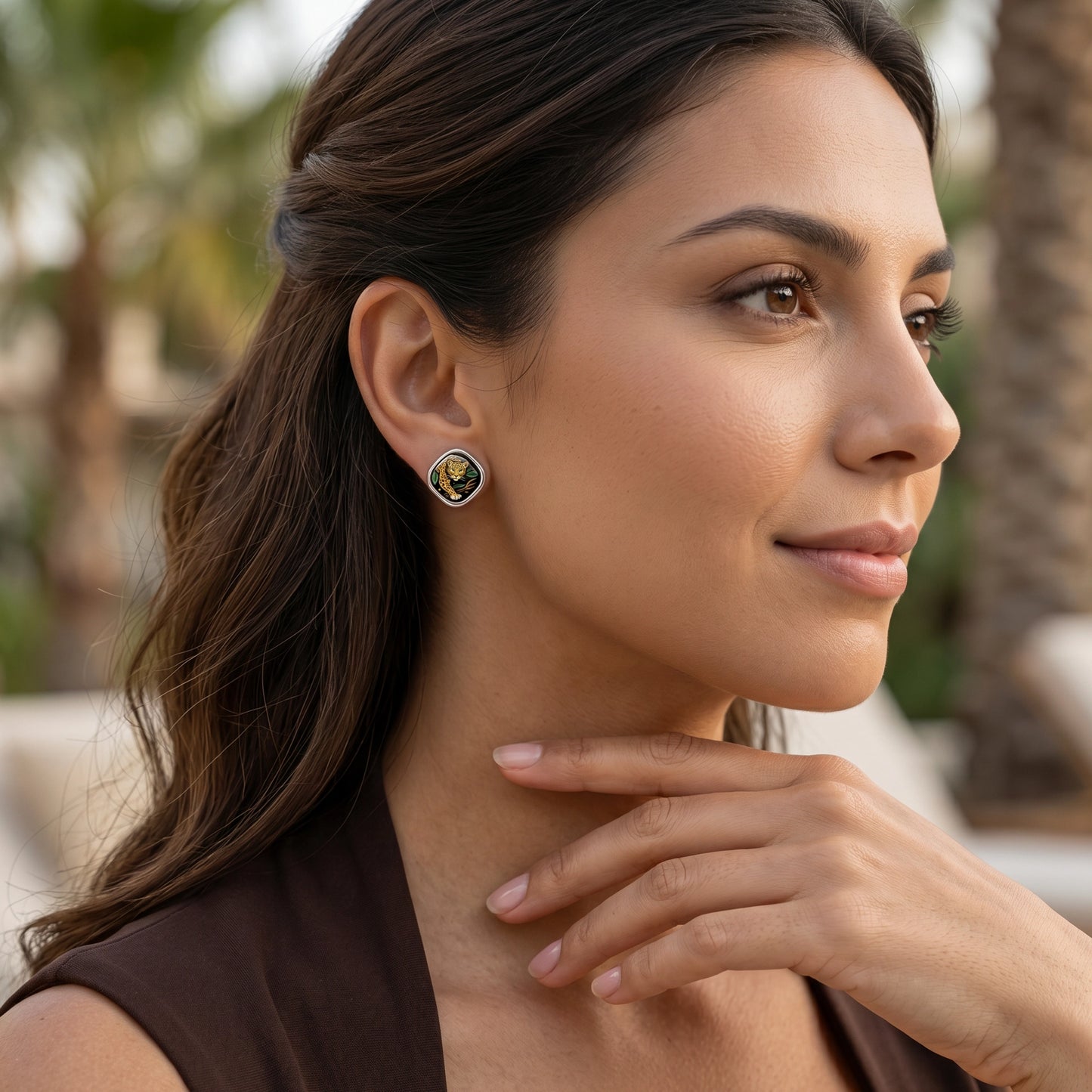 Square Gold Earrings "Selva Dorada"