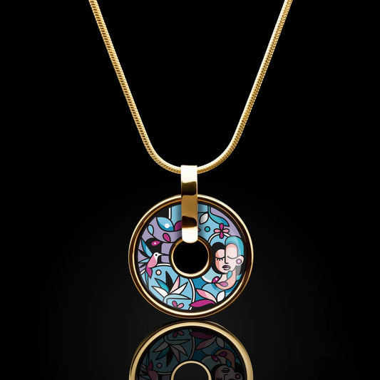 Enamel Gold Necklace "MuseGem"