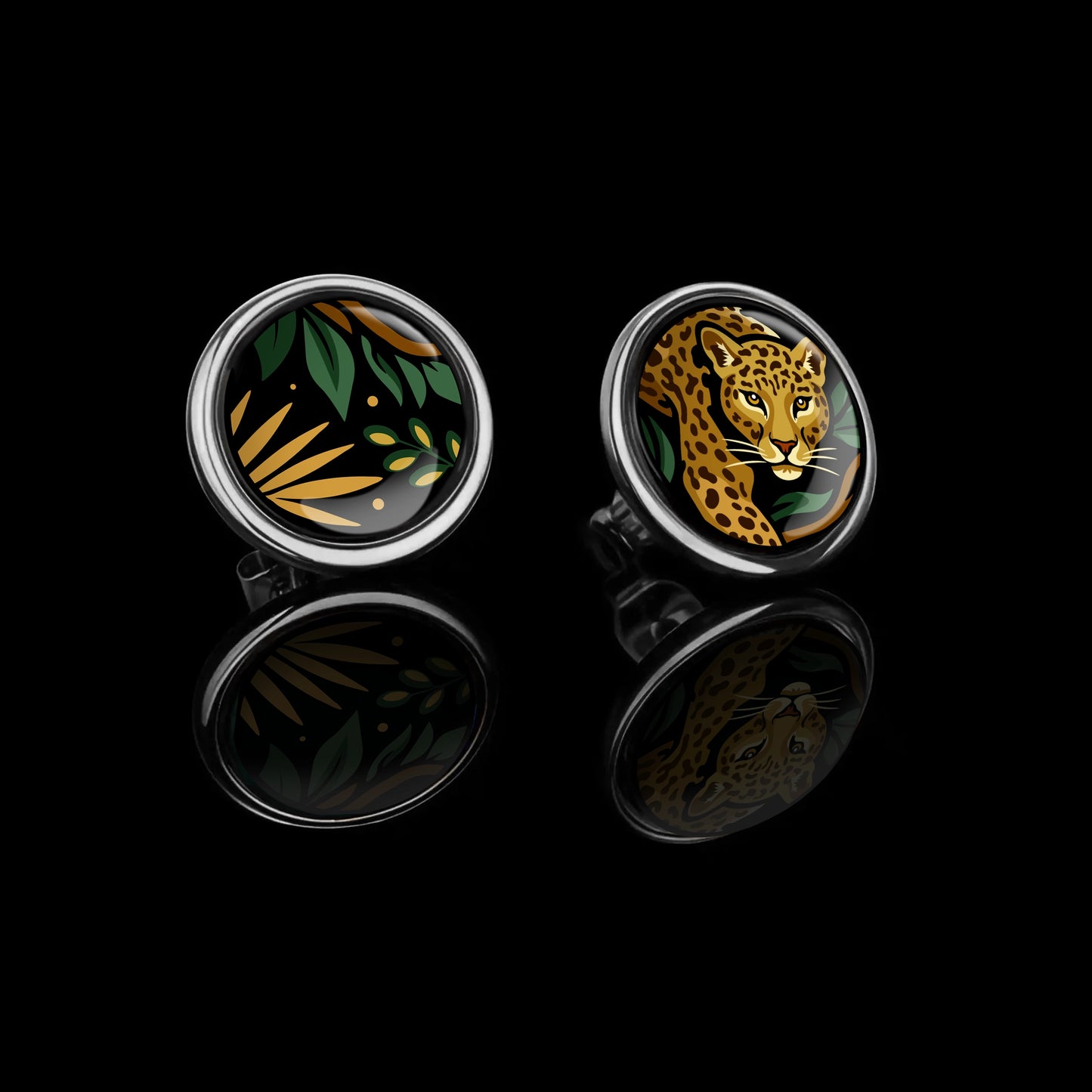 Enamel Gold Studs "Selva Dorada"