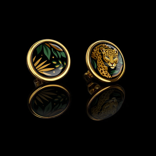 Enamel Gold Studs "Selva Dorada"