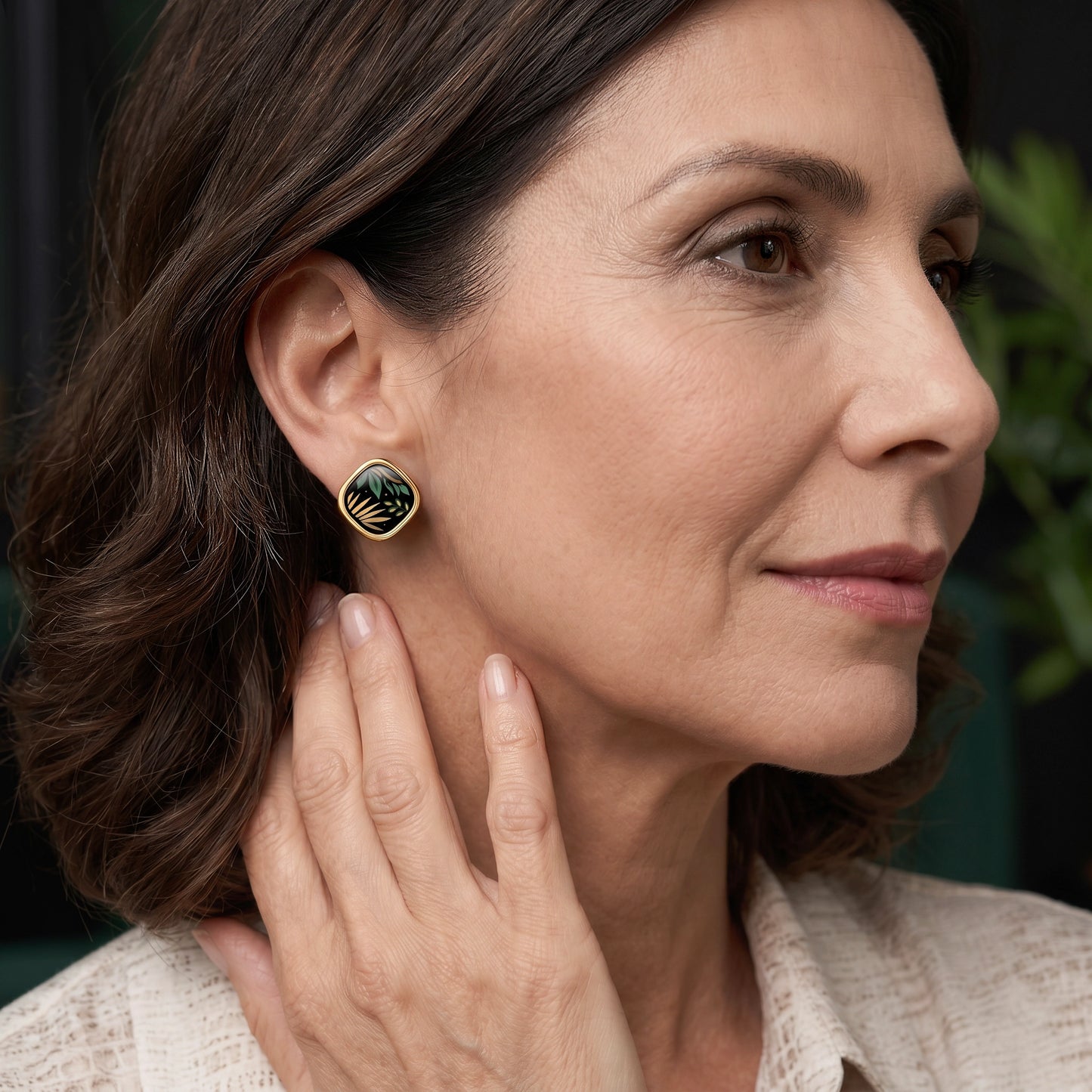 Square Gold Earrings "Selva Dorada"