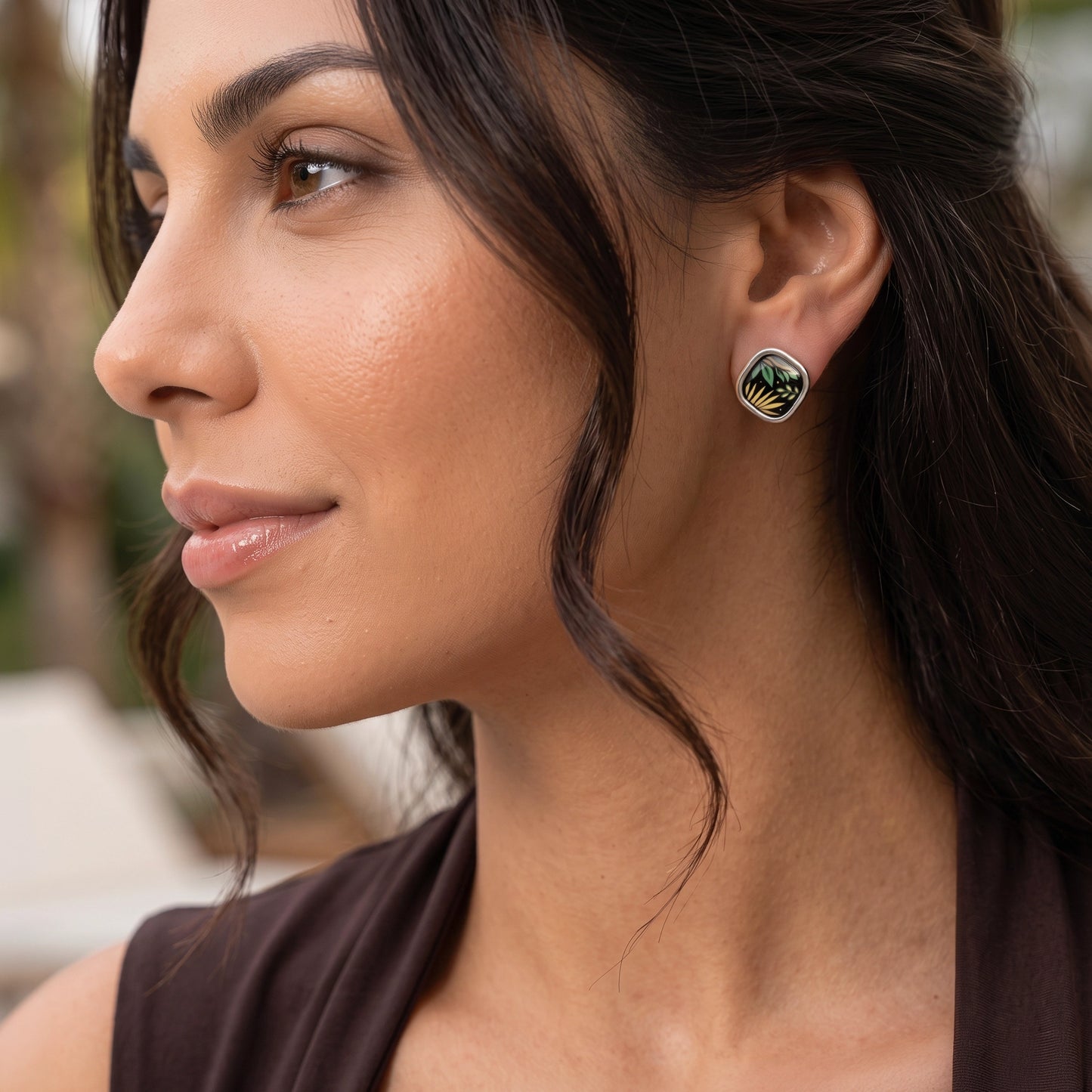 Square Gold Earrings "Selva Dorada"