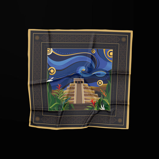 Silk Scarf "Maya temple"